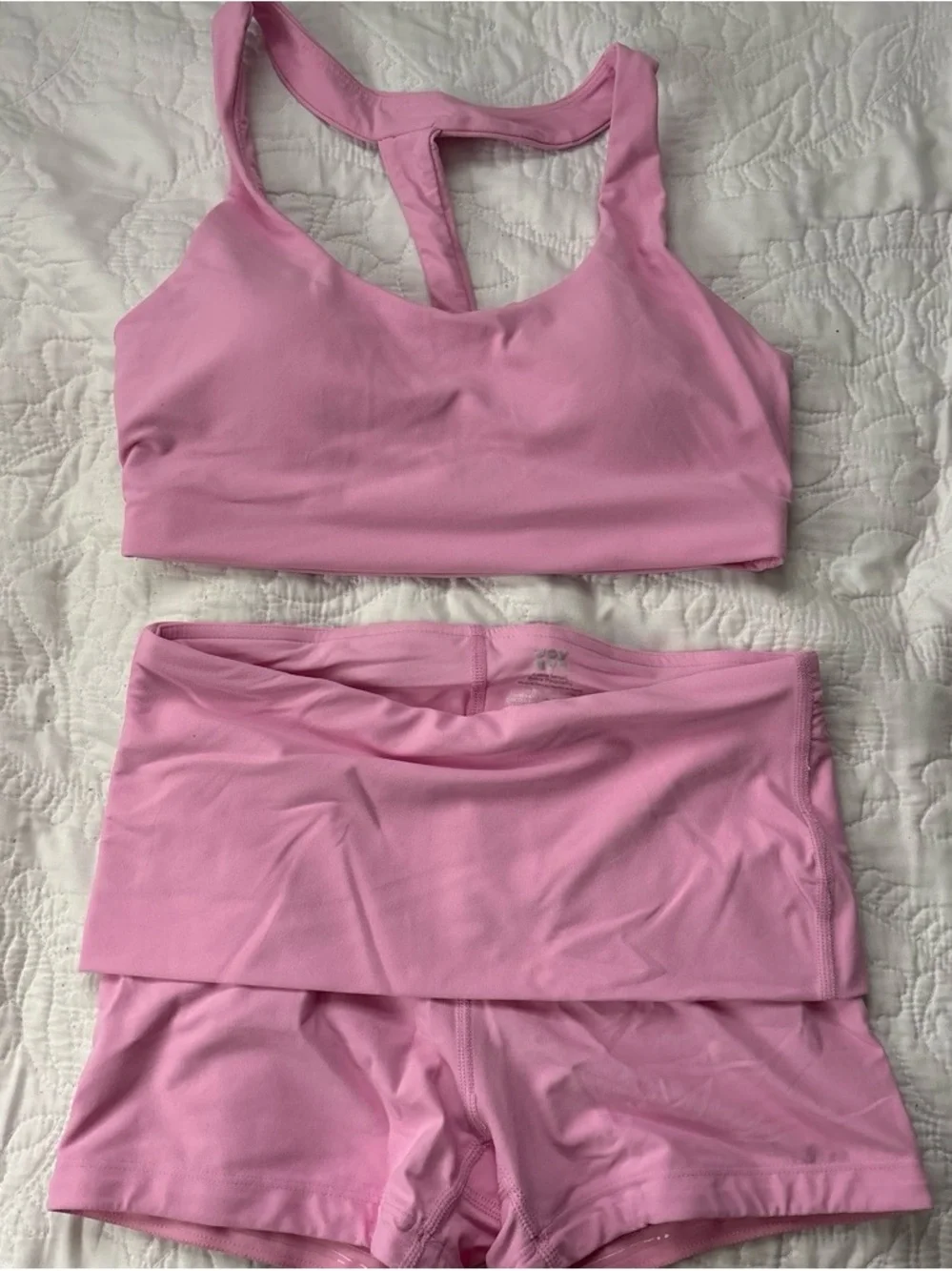 JoyLab Pink Racerback Sports Bra and High-Waist Shorts Set